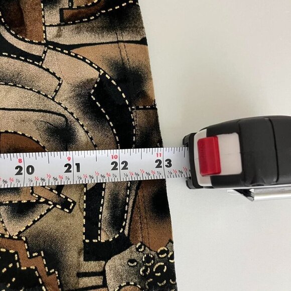 brown and black abstract geometric vintage 90s boho velvet top - Picture 7 of 8